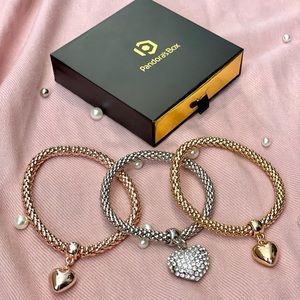 Pandora’s box stackable heart bracelet set